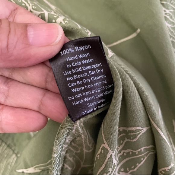 Living Hula Hawaiian Top Blouse Tuniic Laua'e Fern Green Pockets Sz M/L B7 - Picture 7 of 11